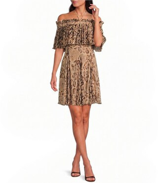 Lucy Paris Petite Size Nutini Animal Printed Off-the-Shoulder A-Line Mini Dress -  PXL | Dillard's