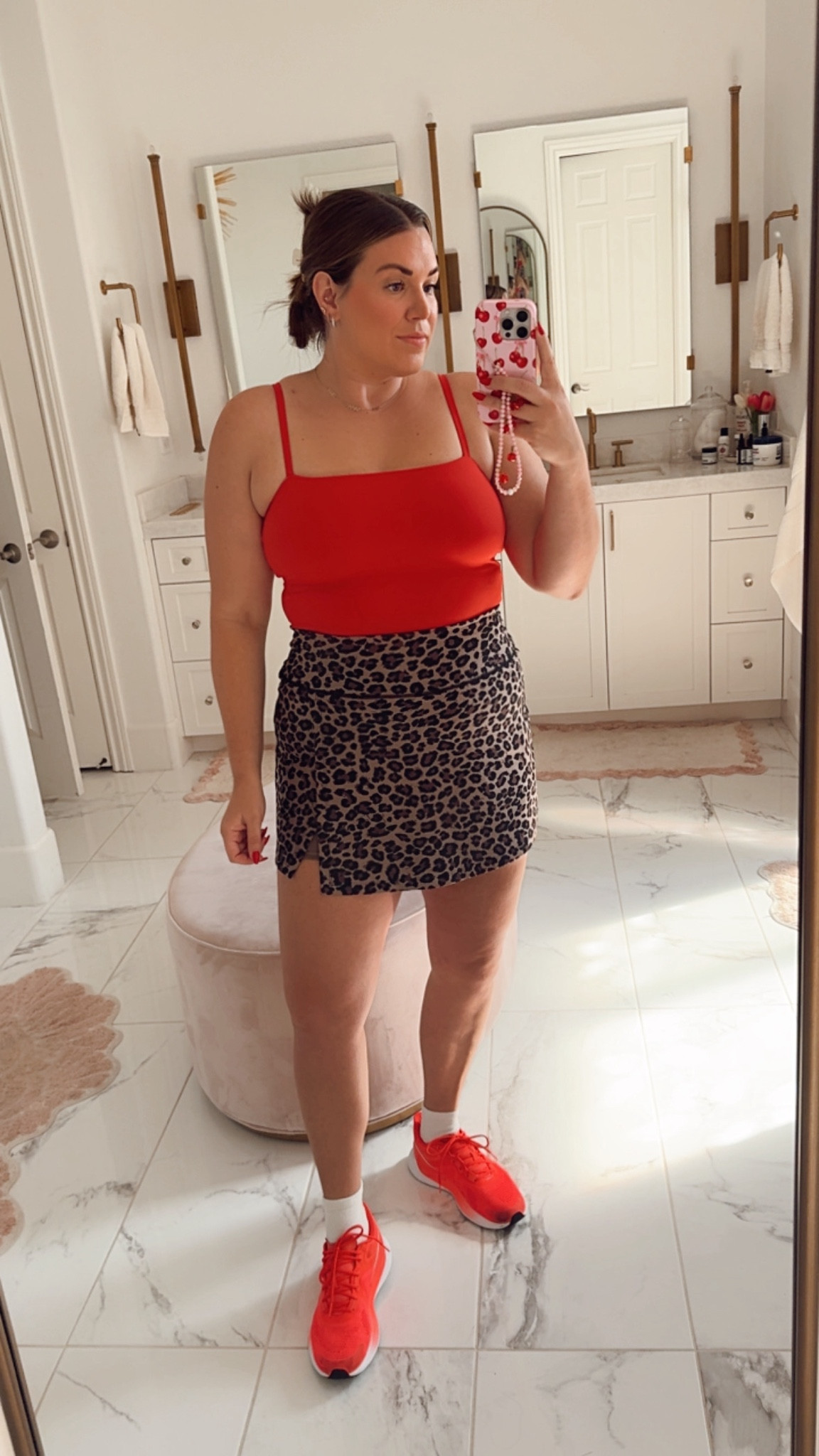 curvy fit red and leopard workout look! wearing size xl in tank and size large in leopard skort 

#LTKActive #LTKMidsize #LTKFitness