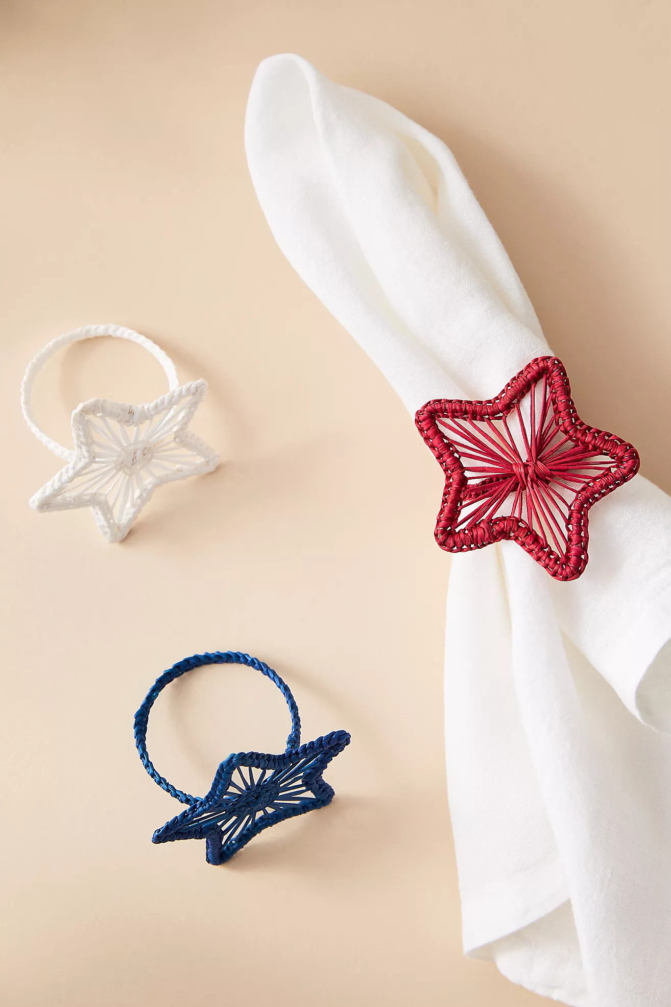 Handwoven Star Napkin Rings, Set of 3 | Anthropologie (US)