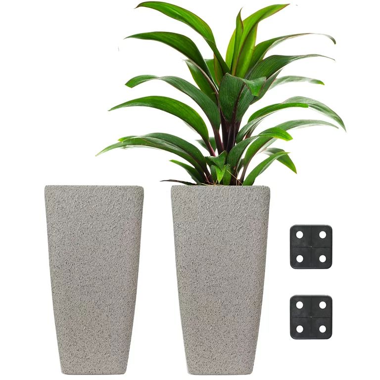 Stephan Roberts Tall Planters with Drainage Holes Planting Pots Set of 2 Beige 22 in. | Walmart (US)