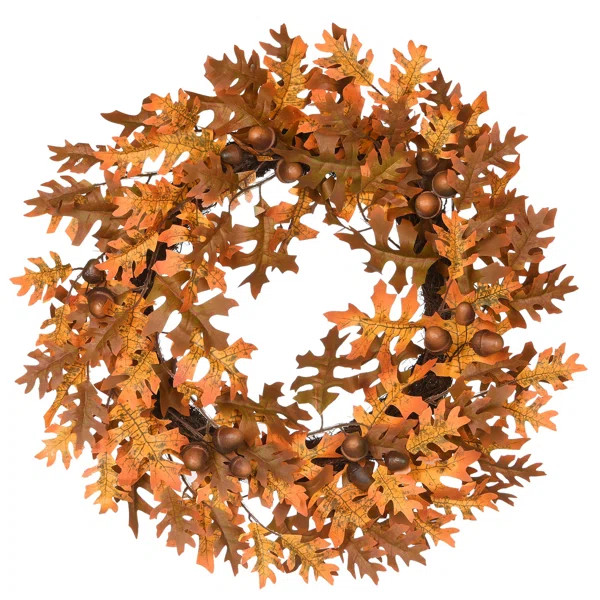 Harvest Oak Leaves and Acorns 24" Polyester Wreath | Wayfair North America