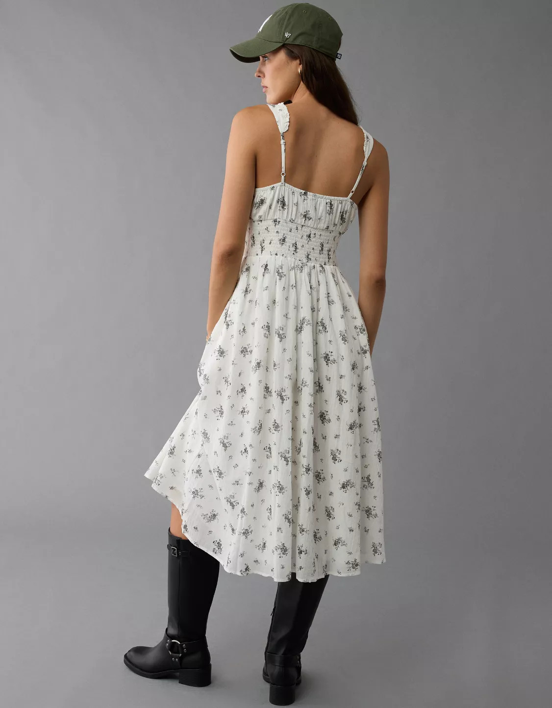AE Corset Bodice Floral Midi Dress | American Eagle Outfitters (US & CA)