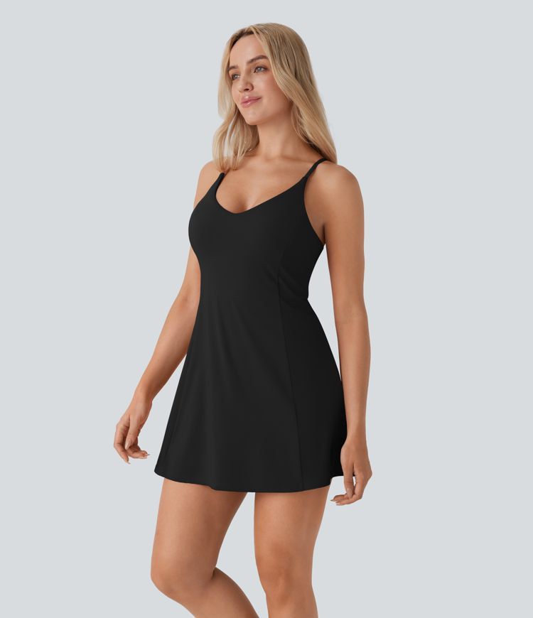 SoftlyZero™ Airy Racerback 2-in-1 Pocket Cool Touch Flare Mini Dance Active Dress-Easy Peezy Ed... | HALARA