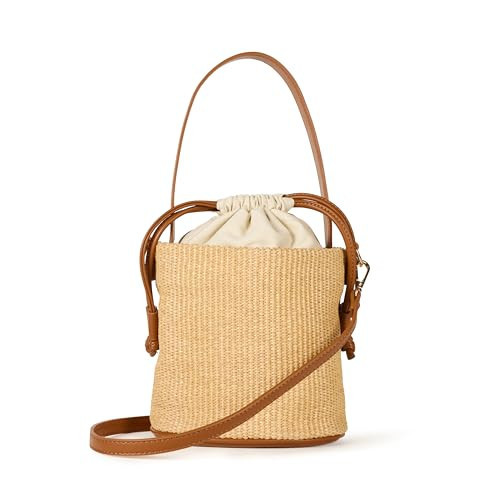 The Drop Women's Dallas Bucket Bag Cognac/Natural Straw, One Size | Amazon (US)