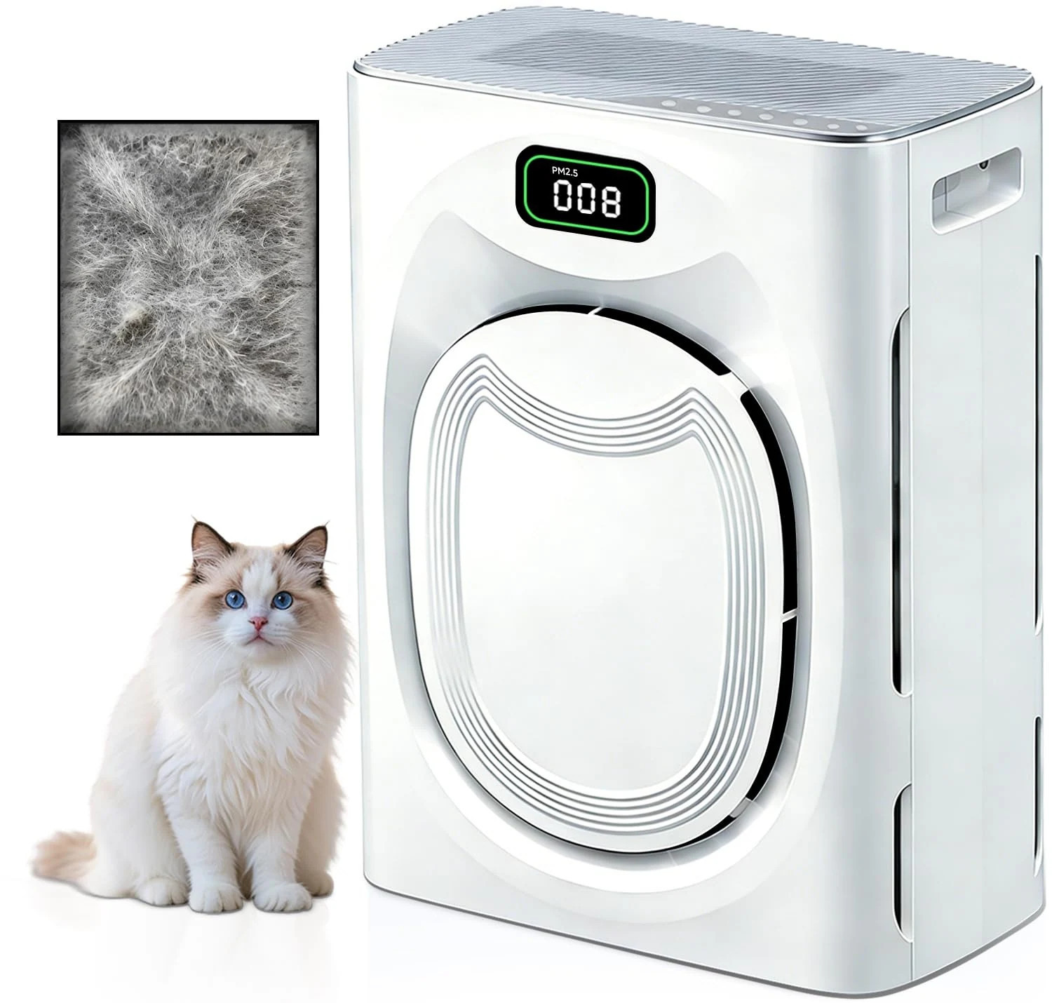 Misopily Pet Air Purifier for Home Large Room Up to 2500 Sq Ft H13 HEPA Washable Double-Sided Filter Captures Pet Hair Dander Odor Smoke Smart WiFi | Lowe's