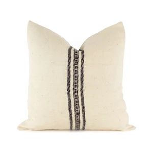 Viti - Indian Wool Pillow Cover - 20" - Ivory & Black Stripe - Bhujodi Textile Pillow - Handwoven Fabric | Etsy (US)