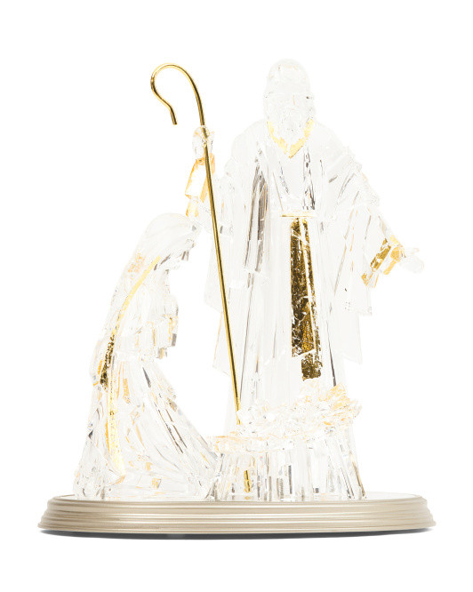 Led Acrylic Holy Family With Gold Foil And Mirror Base | Marshalls