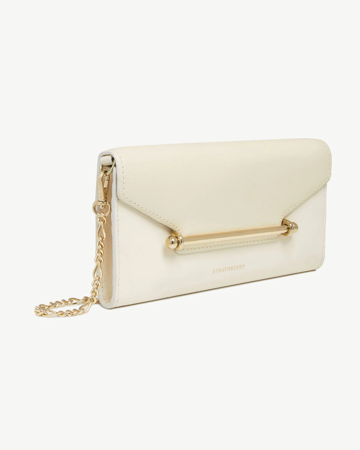 Strathberry - Multrees Chain Wallet - Crossbody Leather Mini Clutch - White | Strathberry