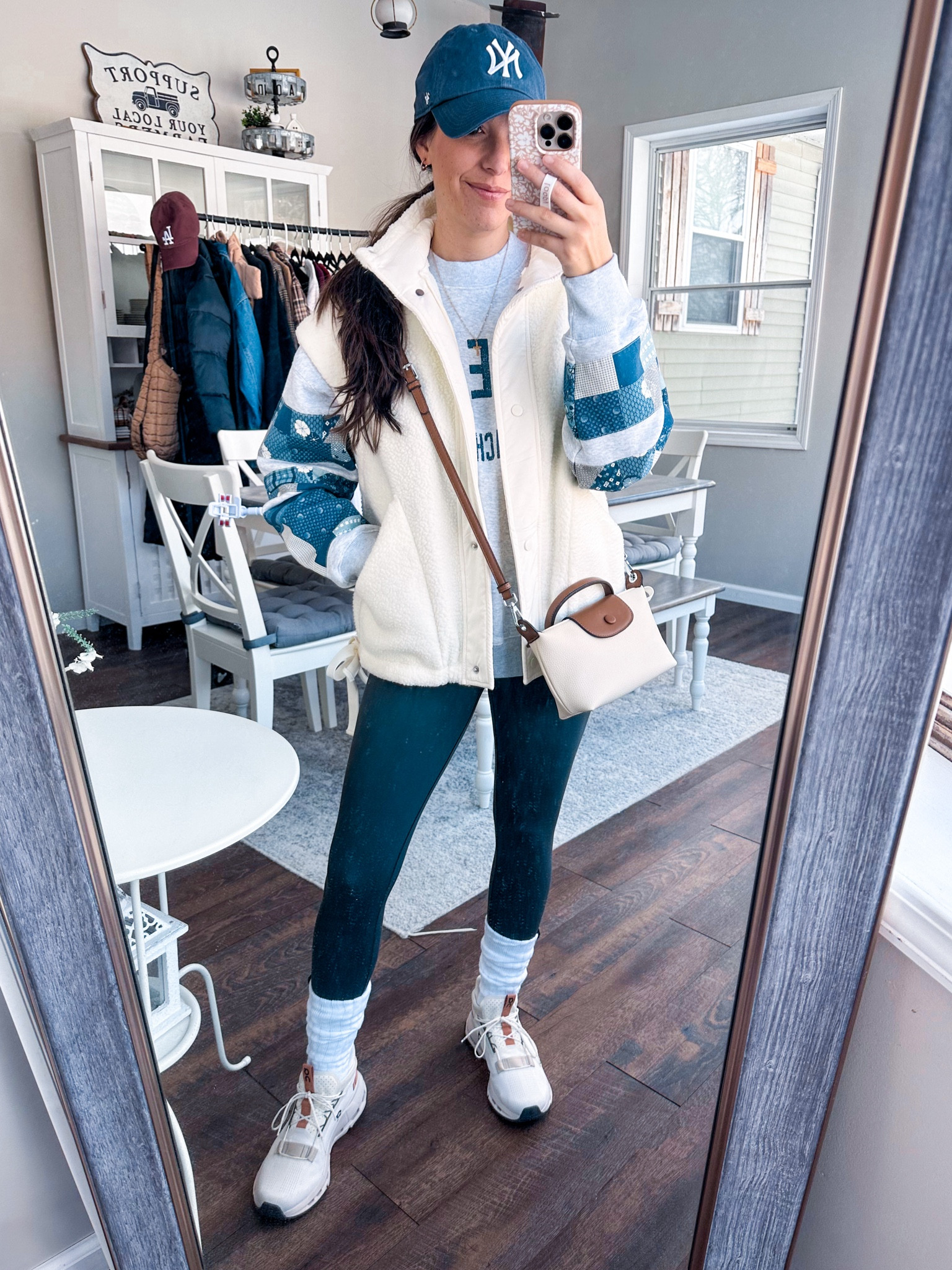 Loving these new patch sweatshirts from Abercrombie! 20% off today. Wearing XS 
Vets small 
Shoes tts 
Leggings tts short 

#LTKStyleTip #LTKFindsUnder50 #LTKPetite