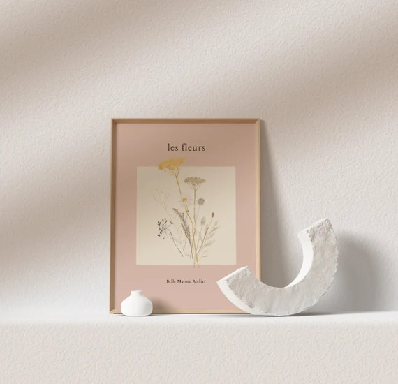 FLEURS Poster Dusty Pink Floral Wallart Digital Print A3 A4 - Etsy | Etsy (US)