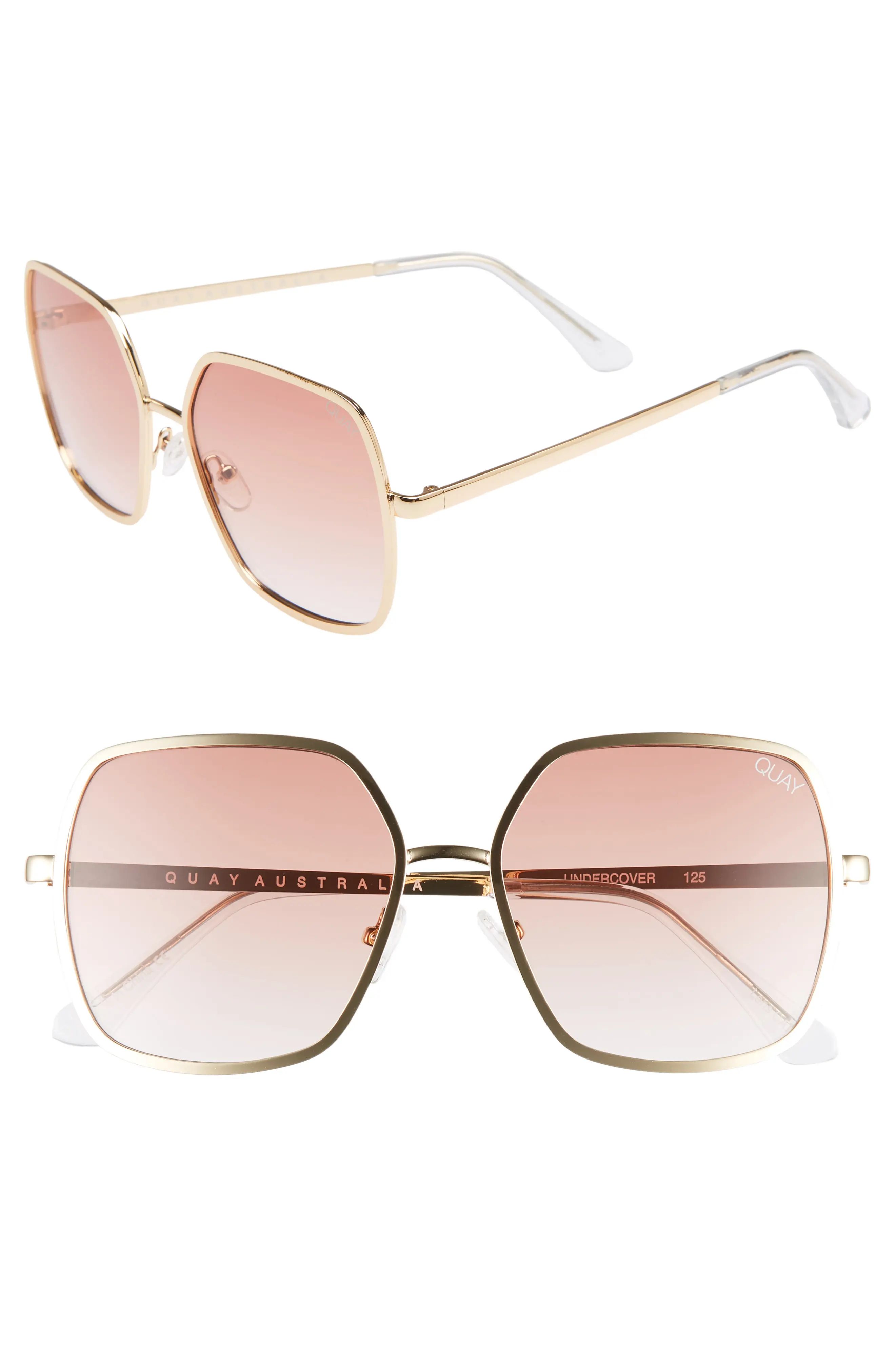 Women's Quay Australia 57Mm Square Sunglasses - Gold/ Peach | Nordstrom