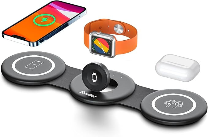 3 in 1 Wireless Charging Station,Hicober Charger Station [Compatible with MagSafe],Foldable Charg... | Amazon (US)