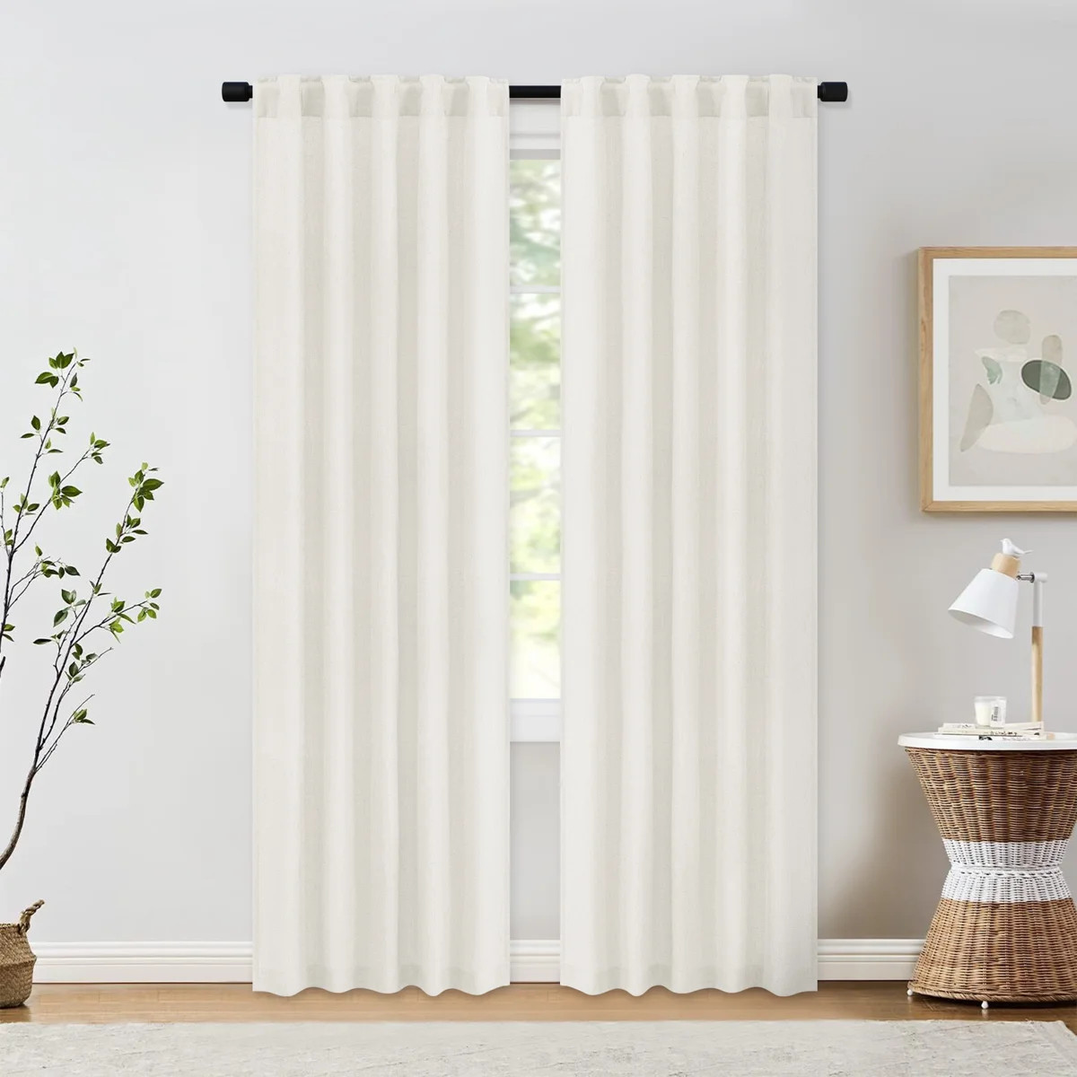 Toyoko Linen Blend Semi-Sheer Back Tab Curtains (Set of 2) | Wayfair North America