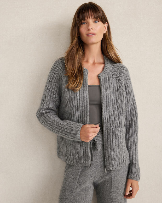 Cashmere Zip Front Bomber Jacket | Haven Well Within