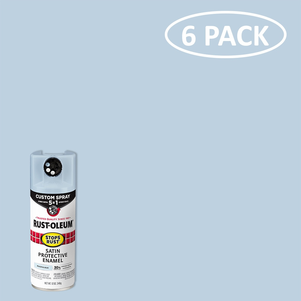 Rust-Oleum Stops Rust 5-in-1 Satin Peaceful Blue Oil-based Spray paint ( NET WT. 12-oz ) 6 -Pack | 376882SOS | Lowe's