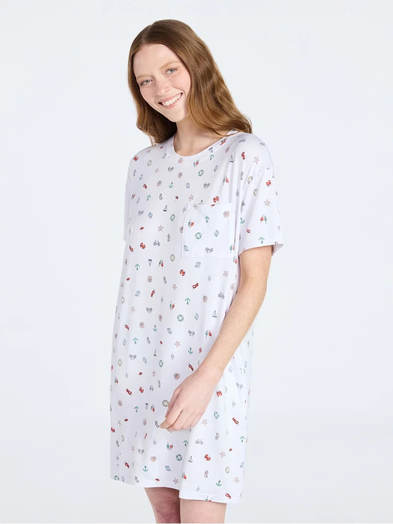 Joyspun Women's Dreamy Soft Collection Short Sleeve Sleepshirt, Sizes S/M-2X/3X | Walmart (US)