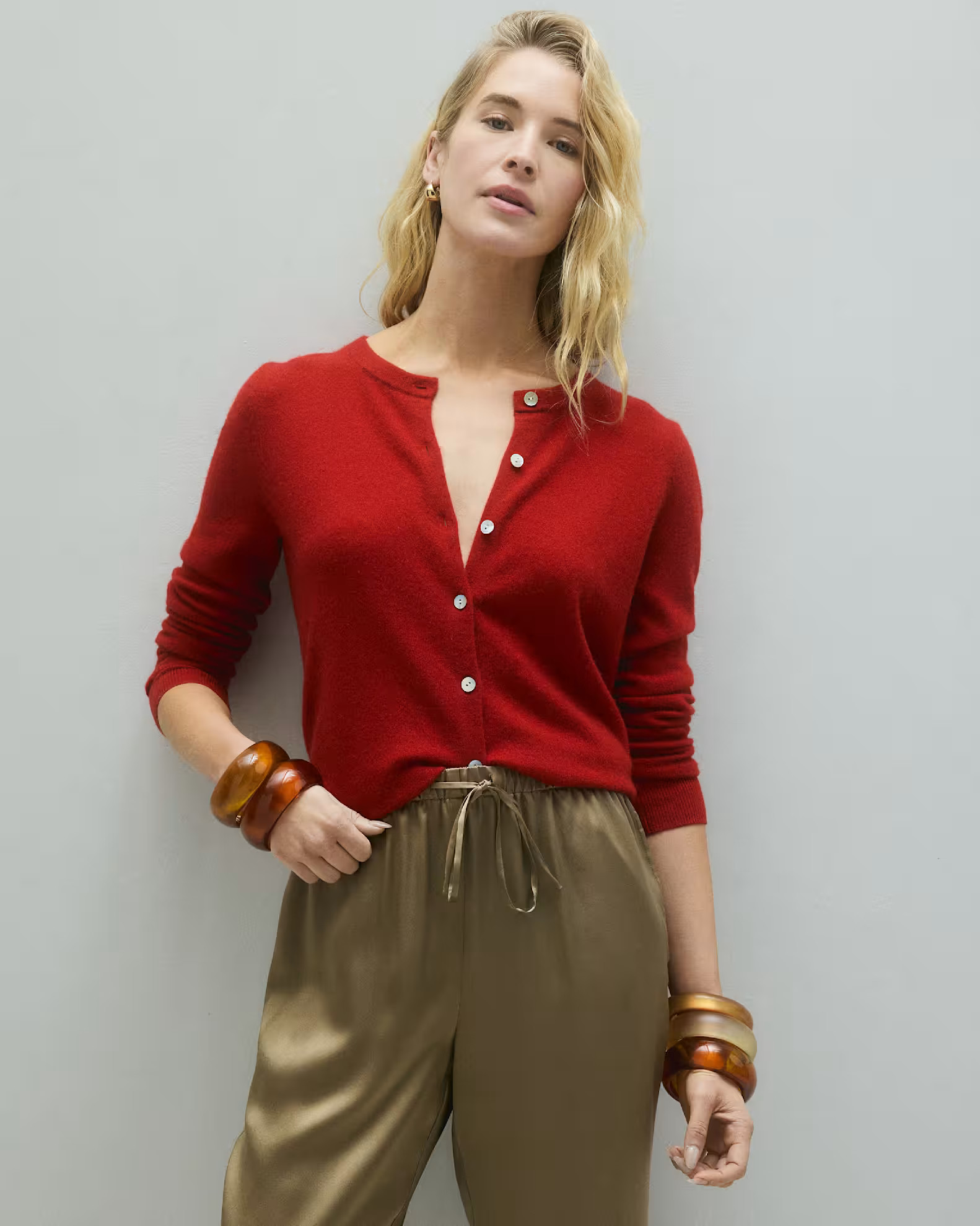 Mongolian Cashmere Cardigan Sweater | Quince in Varsity Red | Quince