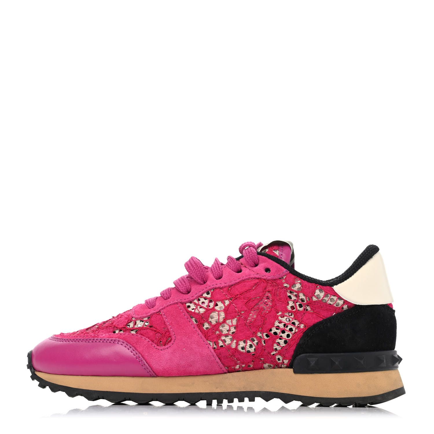 VALENTINO

Calfskin Suede Lace Rockrunner Sneakers 35.5 Pink | Fashionphile