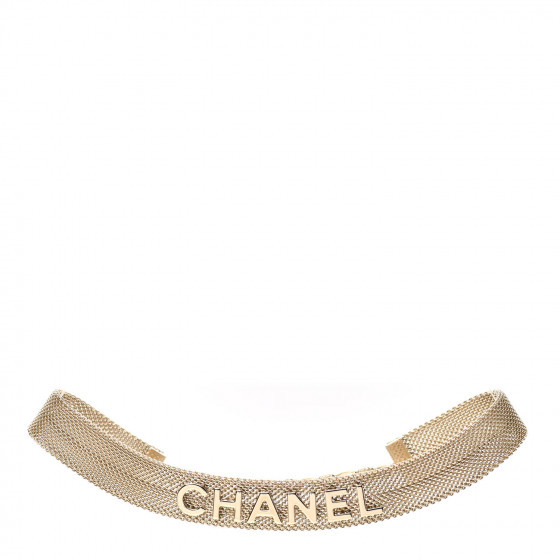 CHANEL Mesh Ribbon Choker Necklace Gold | FASHIONPHILE (US)