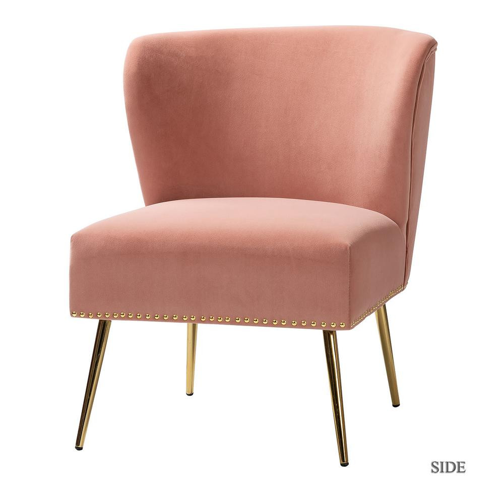 JAYDEN CREATION Basilio Pink Accent Chair with Nailhead Trim | The Home Depot
