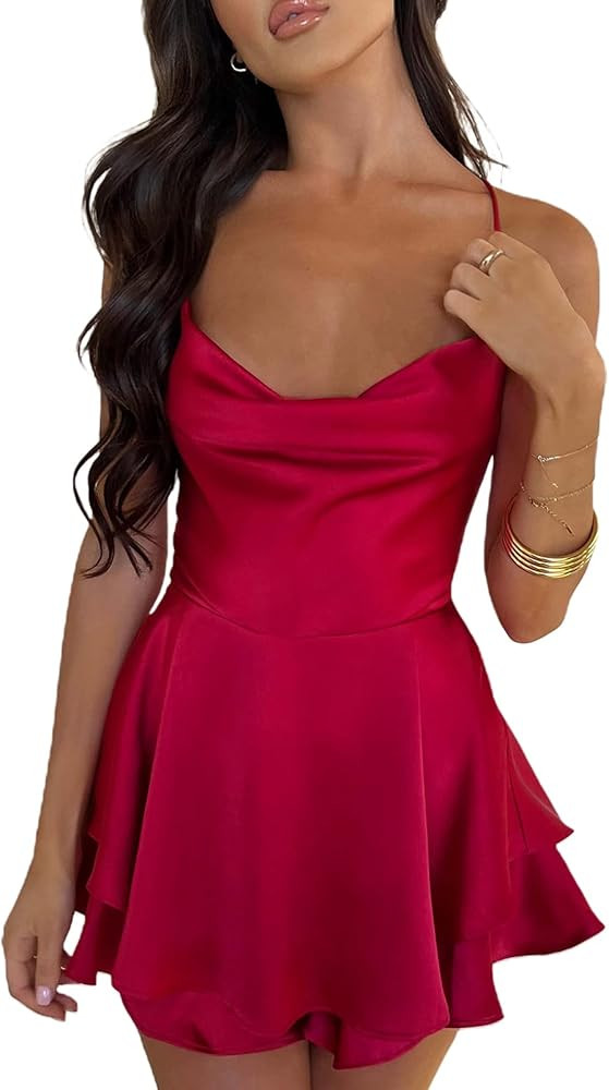 Fanvereka Women Summer Y2k Tube Dress Strapless Off Shoulder Solid Color Ruched Flared Mini A-Lin... | Amazon (US)