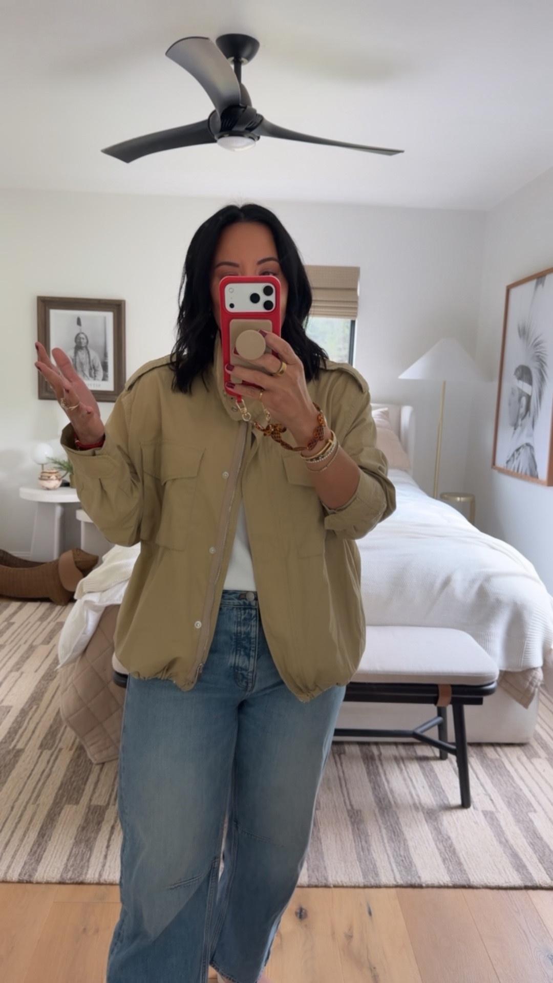 Medium in jacket (it’s oversized so you can size down), t-shirt size medium, jeans size 29 (I’m a curvy size 8), shoes fit tts.

#LTKxMadewell #LTKSaleAlert #LTKMidsize