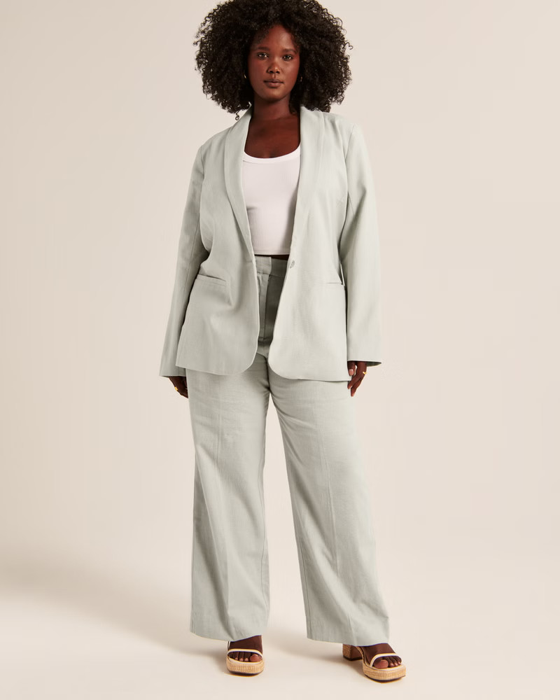 Clean Linen-Blend Tailored Wide Leg Pant | Abercrombie & Fitch (US)
