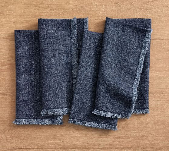 Frayed Oversized Linen Napkins - Set of 4 | Pottery Barn (US)