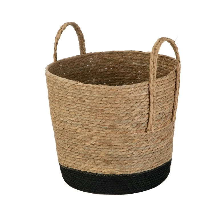 Better Homes & Gardens Round Rush Baskets, Natural, Black, Set of 2, Large & Medium | Walmart (US)