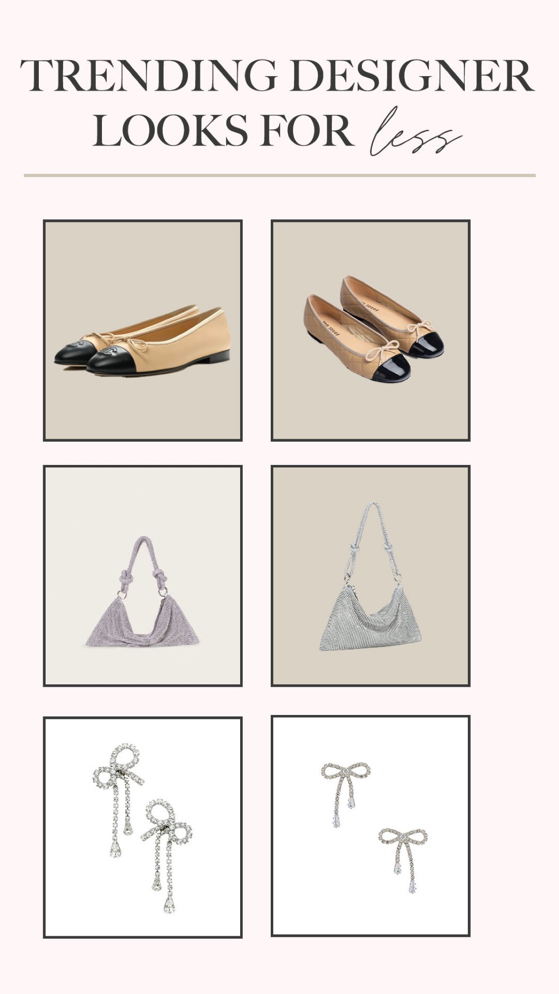 Designer lookalikes for less 🫶 linked the real & lookalike versions below for you!

#LTKunder50 #LTKstyletip #LTKunder100