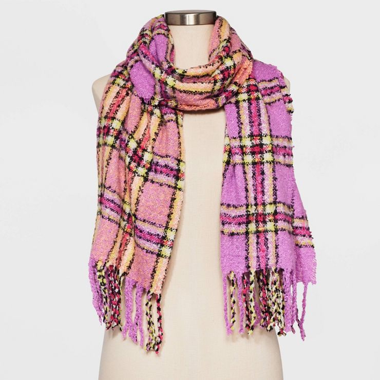 Women's Check Print Blanket Scarf - Wild Fable™ Pink Plaid | Target