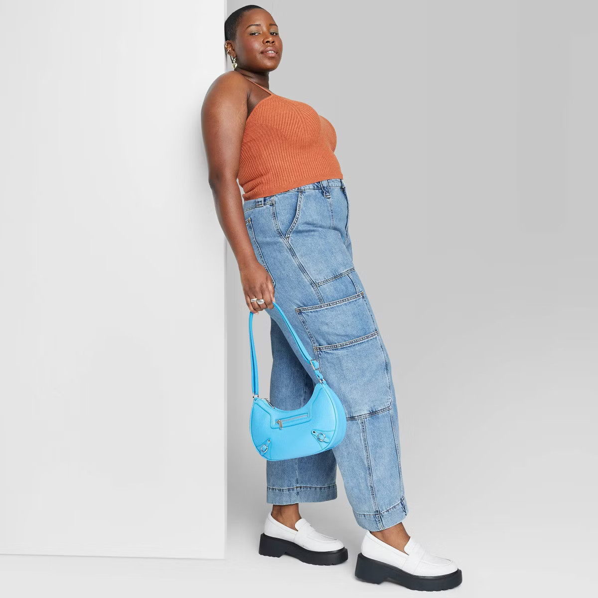 Women's High-Rise Cargo Baggy Jeans - Wild Fable™ Medium Wash | Target