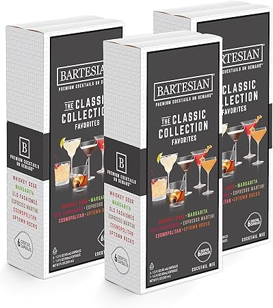 Bartesian The Classic Collection Favorites Cocktail Mixer Capsules, Variety Pack of 18 Cocktail C... | Amazon (US)