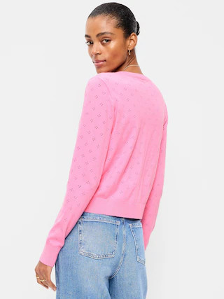 SoSoft Lite Cropped Pointelle Cardigan | Old Navy (CA)