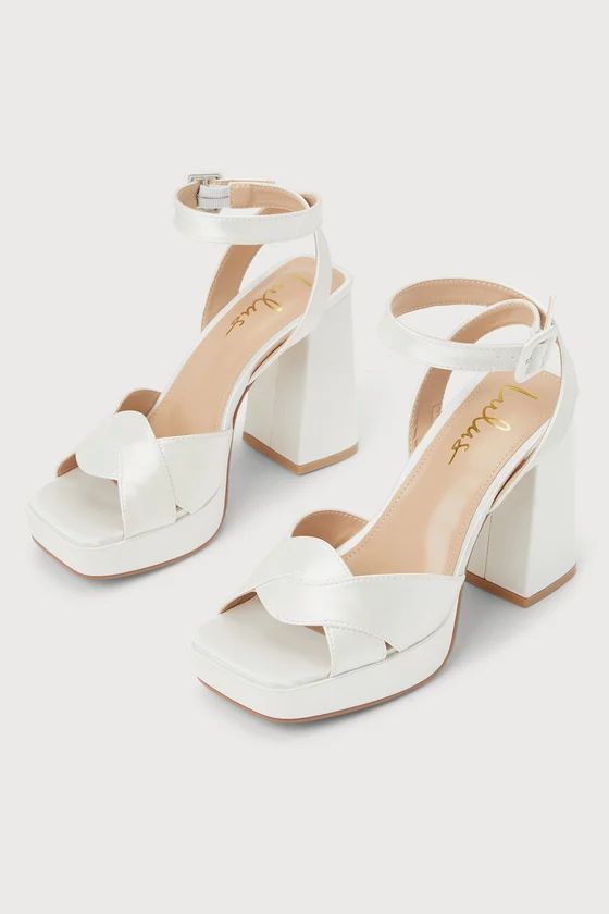 Nellita White Satin Platform Ankle Strap High Heels | Lulus (US)