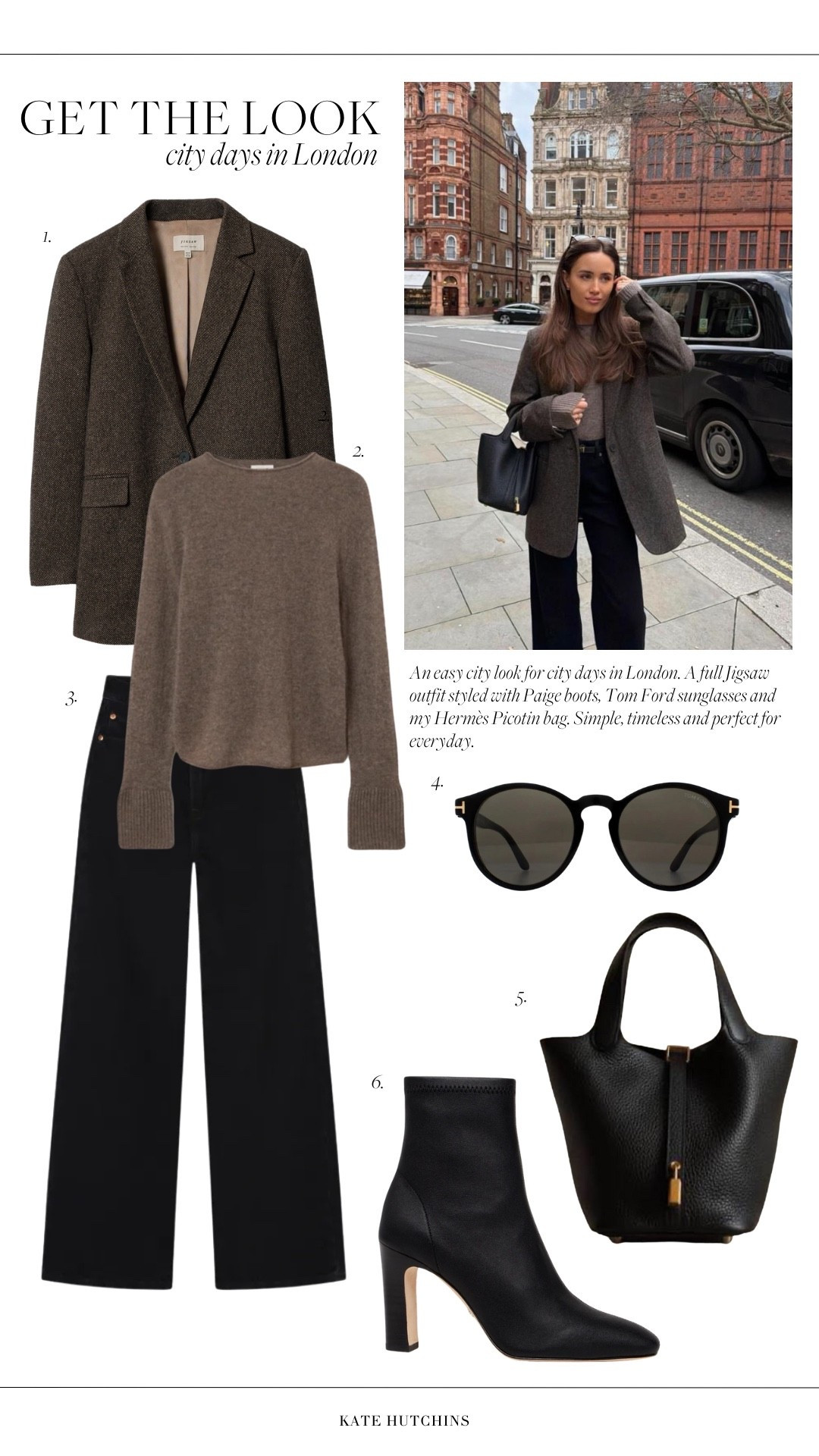 An easy city look for city days in London. A full Jigsaw outfit styled with Paige boots, Tom Ford sunglasses and my Hermès Picotin bag. Simple, timeless and perfect for everyday.

#LTKuk #LTKFashionMonth #LTKstyletip