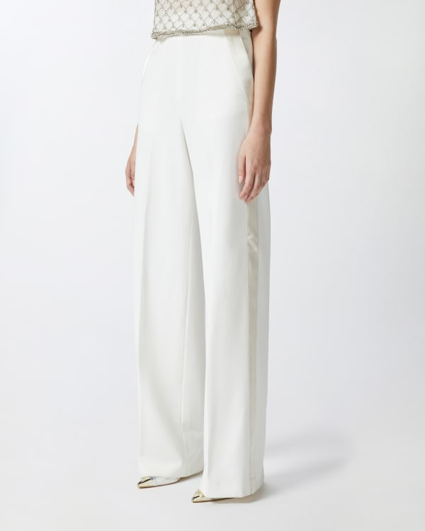Elegant trousers with shiny side band | PINKO (Global)
