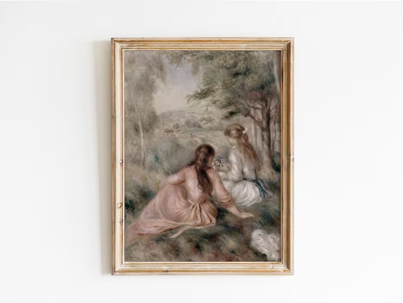 Renoir painting // Girls in a Garden // 1800s Impressionist Art // Digital Download V029 | Etsy (US)