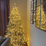 8' Queen Flock® Artificial Christmas Tree with 900 Warm White LED Ligh | King of Christmas