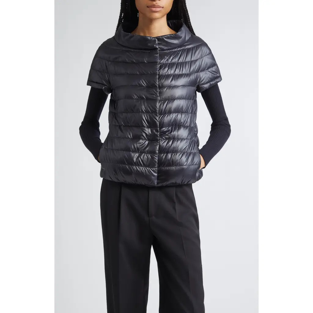Herno Emilia Cap Sleeve Quilted Down Jacket in Nero at Nordstrom, Size 2 Us | Nordstrom