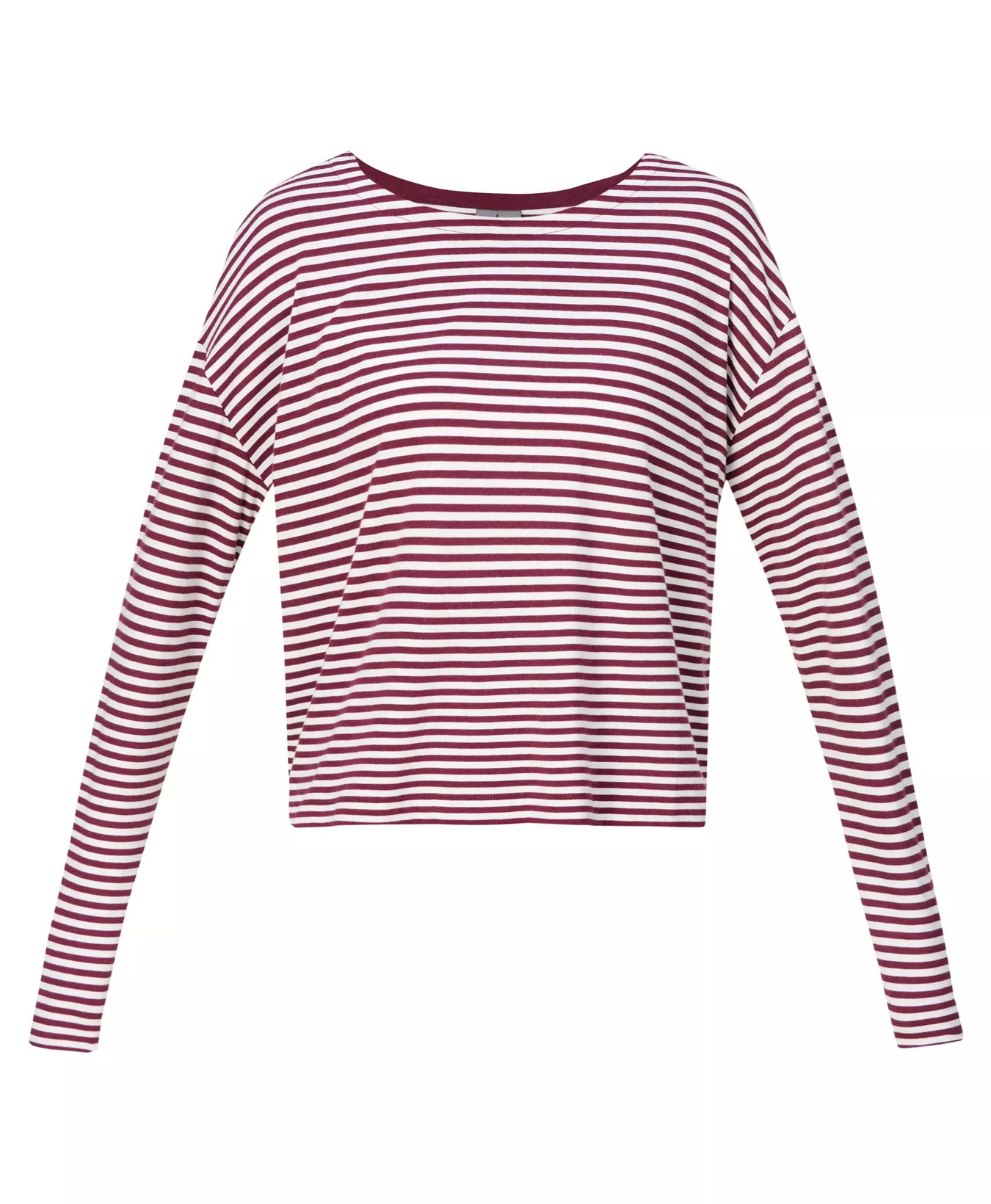 Essential Slash Neck T-Shirt - Lily White Garnet Red Stripe | Women's Base Layers & Long Sleeve T... | Sweaty Betty UK