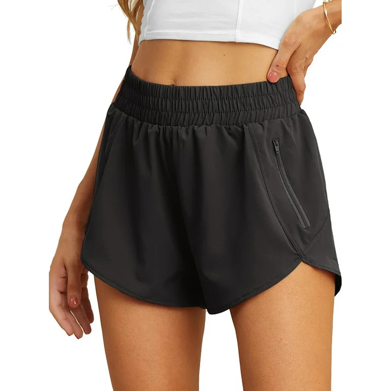 Cueply Women's Running Shorts High Waisted Athletic Gym Workout Shorts with Liner Zipper Pockets ... | Walmart (US)