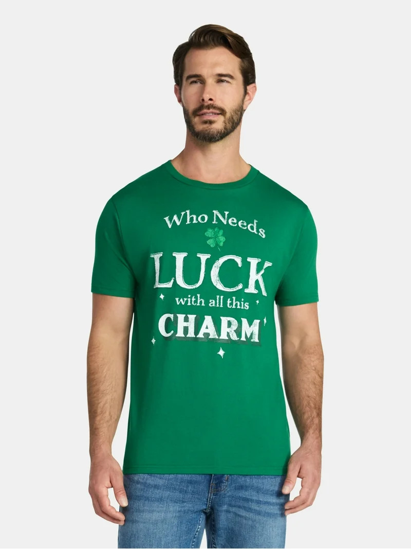 St. Patrick's Day Men's Graphic Tee Lucky Charm from Way to Celebrate, Sizes XS-5XL | Walmart (US)