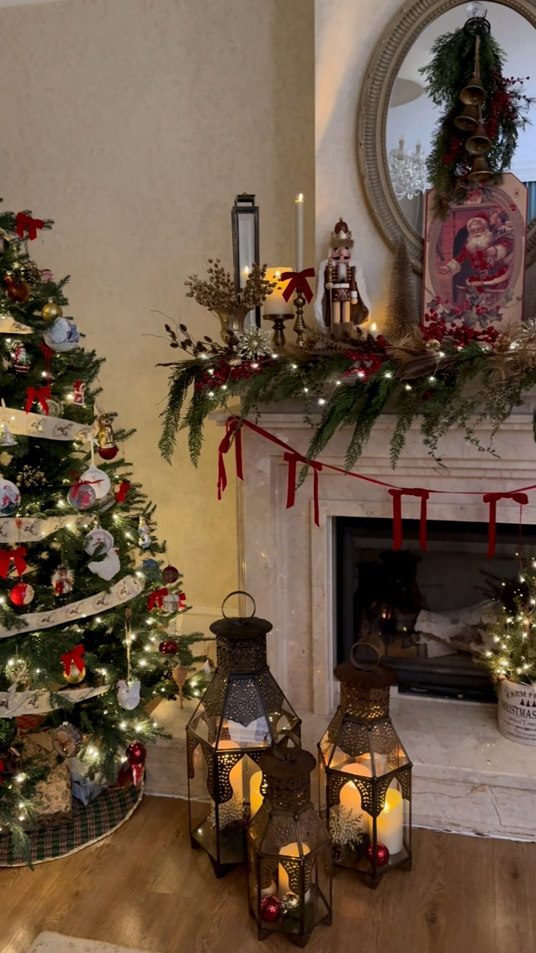 Christmas living room decor, traditional Christmas decorations with red, green and gold, nutcrackers, red velvet bow garland, Target Christmas tree, living room mantel decor 

#LTKHome #LTKSaleAlert #LTKHoliday