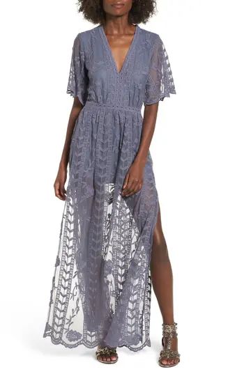 Women's Socialite Lace Overlay Romper, Size X-Small - Grey | Nordstrom
