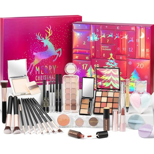 Qinline Makeup Beauty Advent Calendar 2025, 24 Days Christmas Countdown Calendar for Adults Women & Teen Girls - Cosmetic Advent Full Face Make Up Calendar Kit Xmas Gift Set for Wife Mom Friend Girlfriends | Amazon (US)