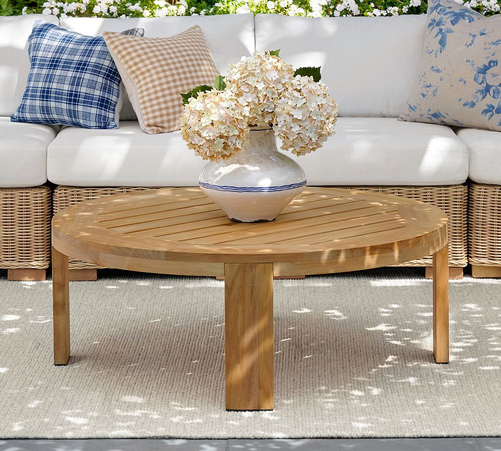 Malibu Teak Round Outdoor Grand Coffee Table (44") | Pottery Barn (US)