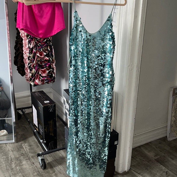 Sequins Turquoise Maxi Dress | Poshmark