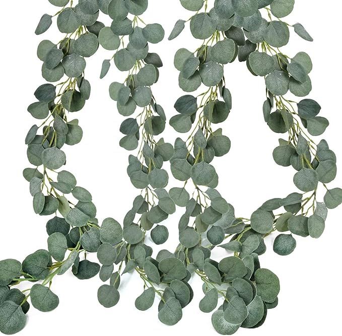 Supla 2 Pcs Artificial Eucalyptus Garland Greenery Garland Ivy Garland Fake Face Silver Dollar Eu... | Amazon (US)