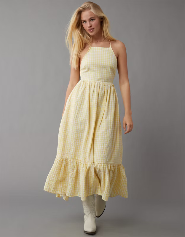 AE High Neck Halter Midi Dress | American Eagle Outfitters (US & CA)